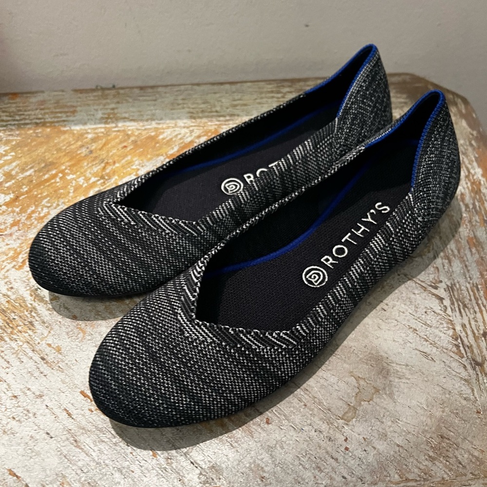 Rothy's Women's Flat Ballet Shoes Maritime Heather Granite Sz 10 Round Toe NWOB